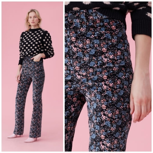 Rebecca Taylor La Vie High Rise Lisette Velveteen Pants - Picture 1 of 11